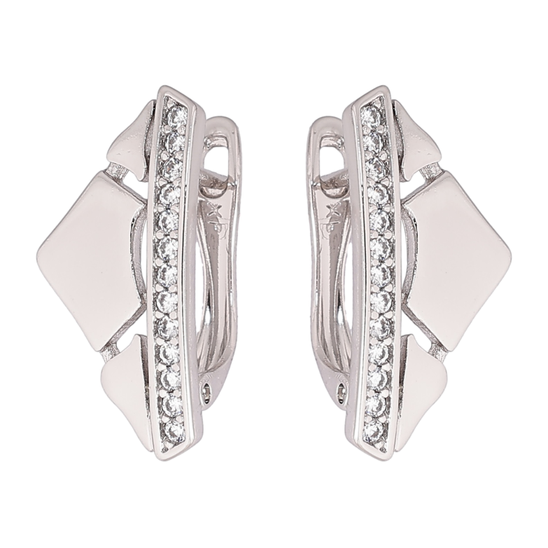 Серьги Xuping Родий английский замок Узор с дорожками кристаллов фото №1