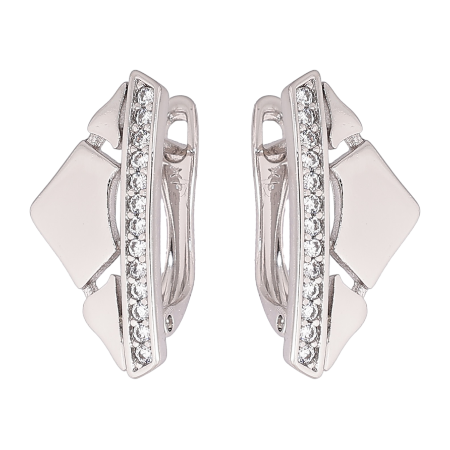 Сережки Xuping Родій англійський замок Візерунок з доріжками кристалів фото №1