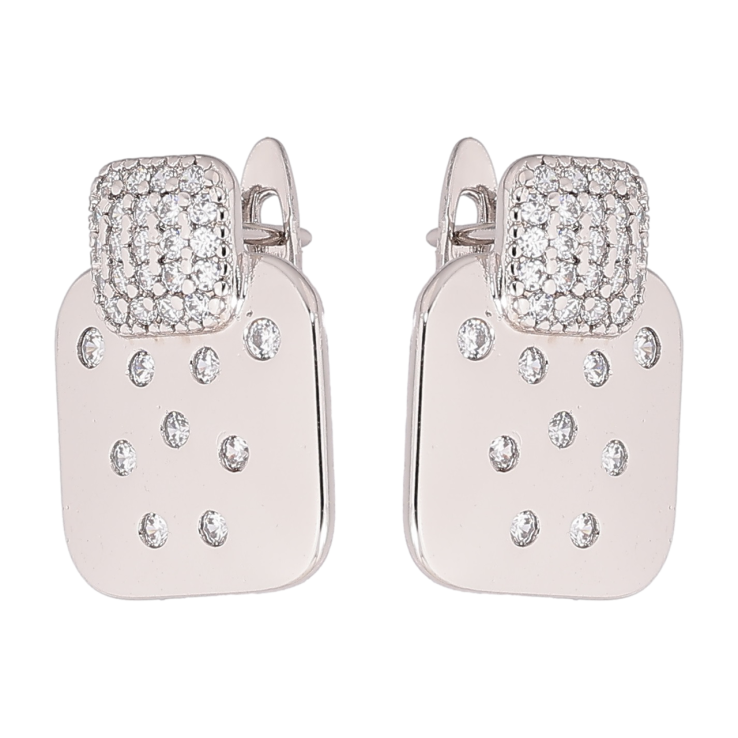 Сережки Xuping Родій англійський замок Візерунок з кристалами фото №12