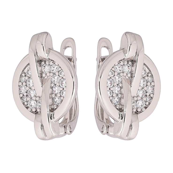 Серьги Xuping Родий английский замок Узор с инкрустацией кристаллами фото №25