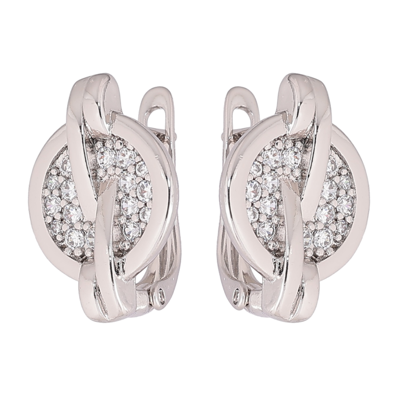 Серьги Xuping Родий английский замок Узор с инкрустацией кристаллами фото №1