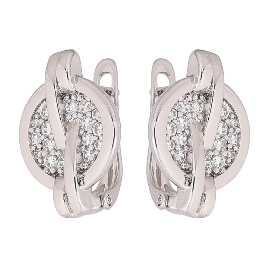 Серьги Xuping Родий английский замок Узор с инкрустацией кристаллами фото №1