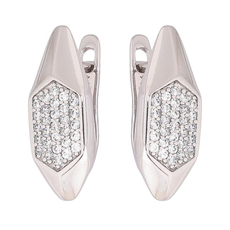 Серьги Xuping Родий английский замок Узор с инкрустацией кристаллами фото №1