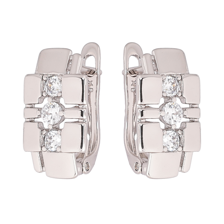 Сережки Xuping Родій англійський замок Візерунок з кристалами фото №5