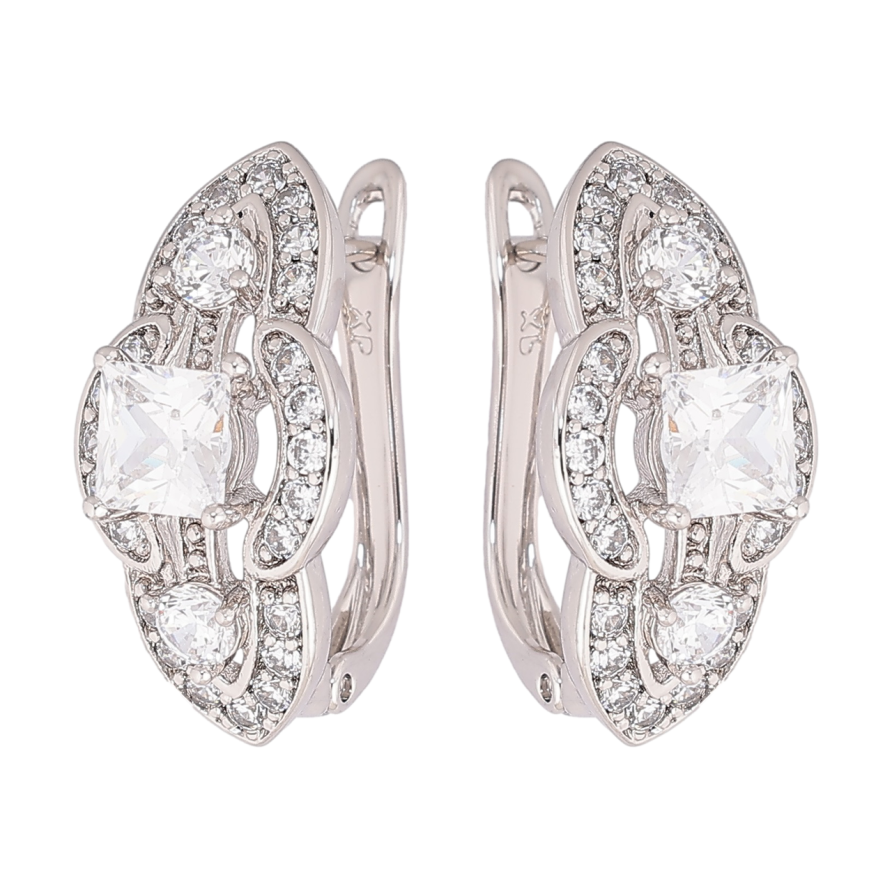 Сережки Xuping Родій англійський замок Візерунок з інкрустацією кристалами фото №1