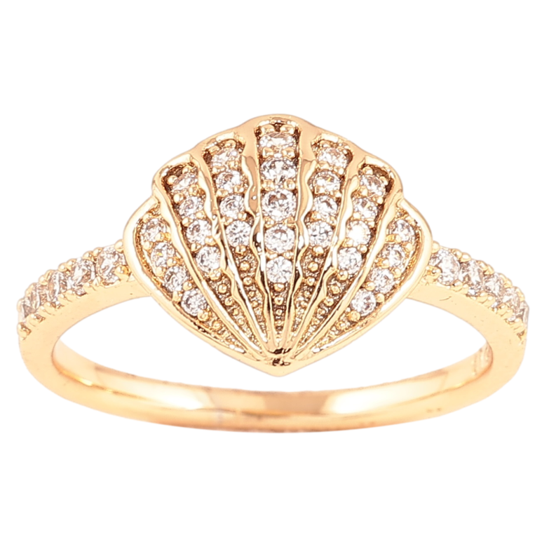 Кольцо Xuping Позолота 18K Ракушка с инкрустацией кристаллами фото №1