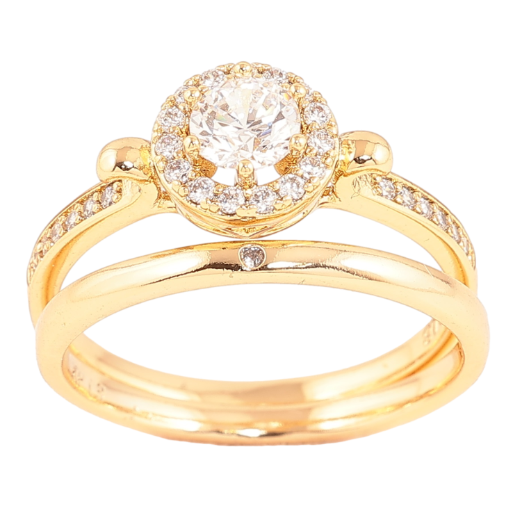 Каблучка Xuping Позолота 18K «Подвійне з інкрустацією кристалами» фото №13