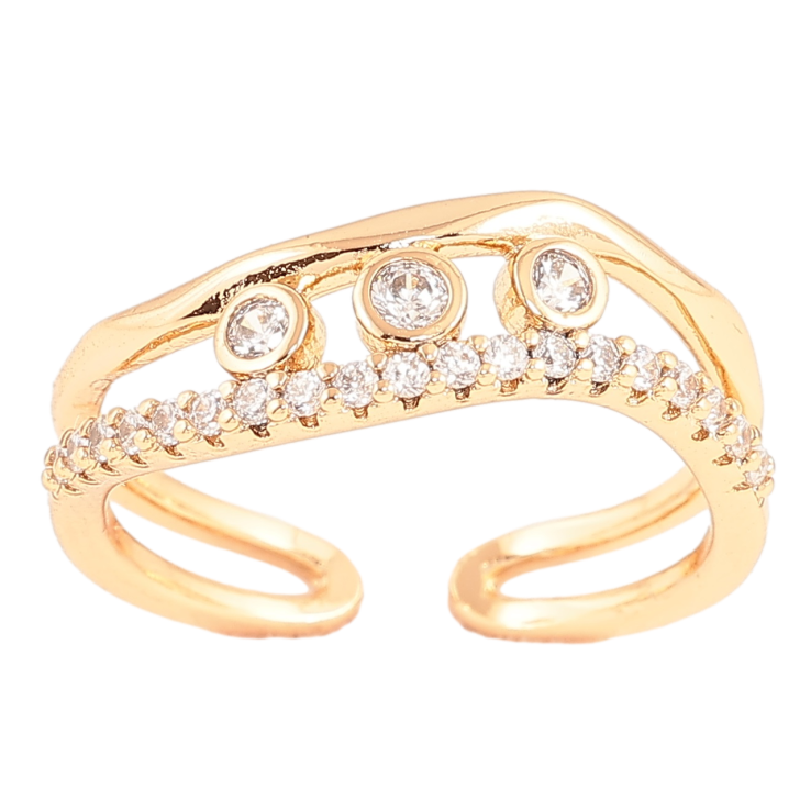 Каблучка Xuping Позолота 18K «Візерунок з кристалами» фото №6