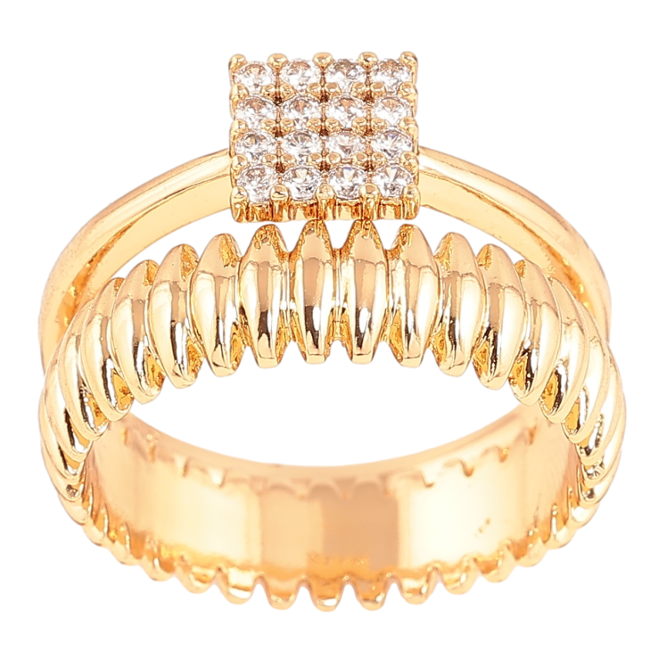 Каблучка Xuping Позолота 18K «Подвійне з кристалами» фото №16