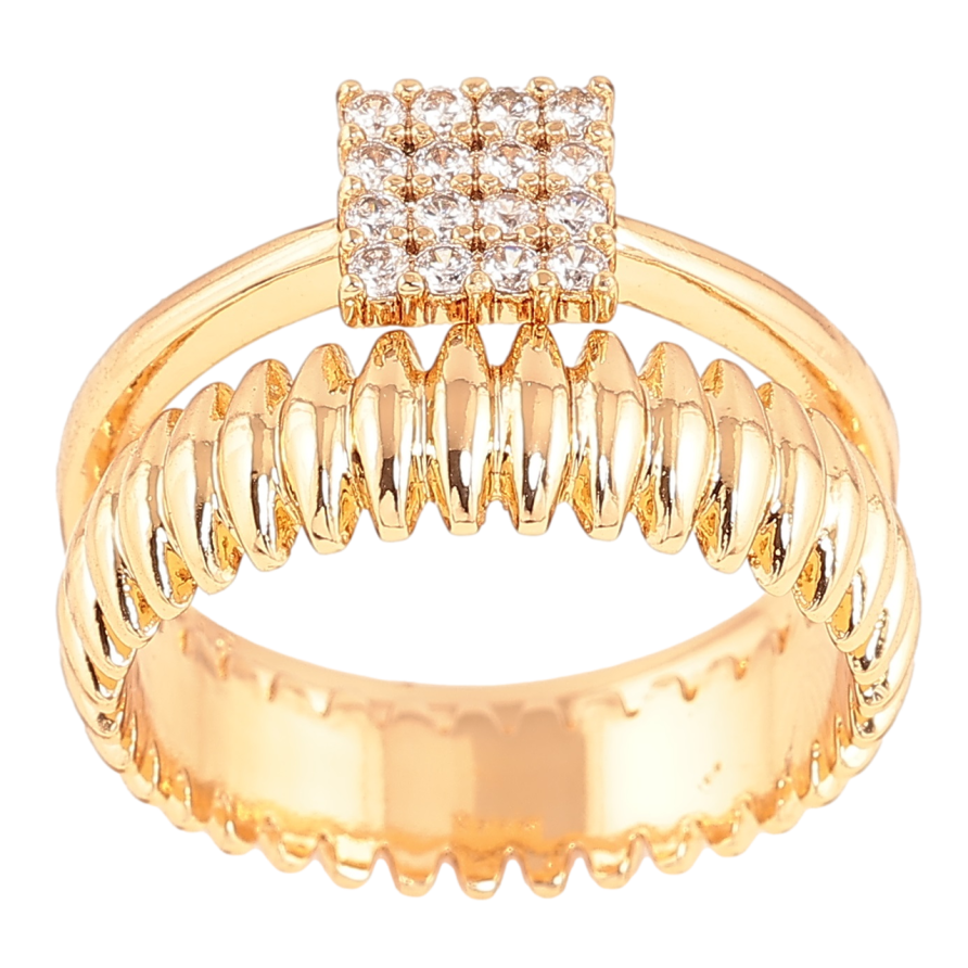 Каблучка Xuping Позолота 18K «Подвійне з кристалами» фото №1