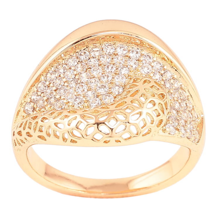 Каблучка Xuping Позолота 18K «Різьблений візерунок з інкрустацією кристалами» фото №12