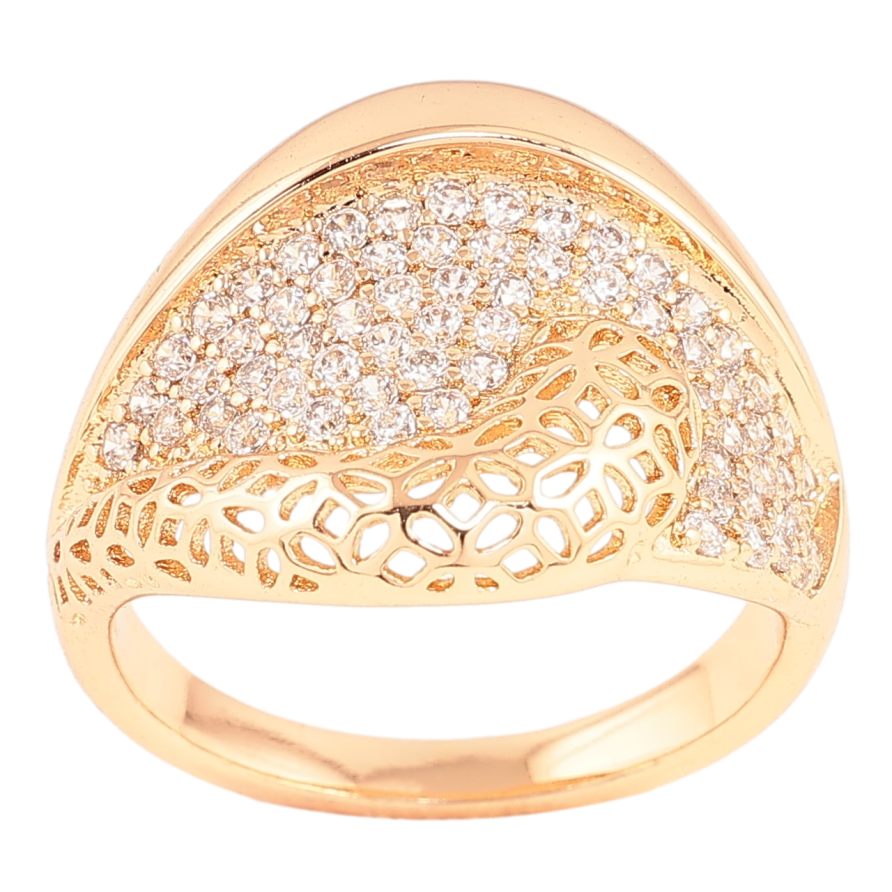 Каблучка Xuping Позолота 18K «Різьблений візерунок з інкрустацією кристалами» фото №1