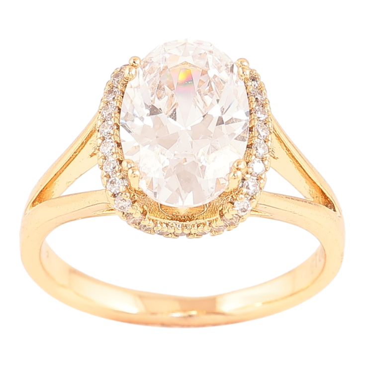 Каблучка Xuping Позолота 18K «Великий кристал в обрамленні дрібних» фото №5