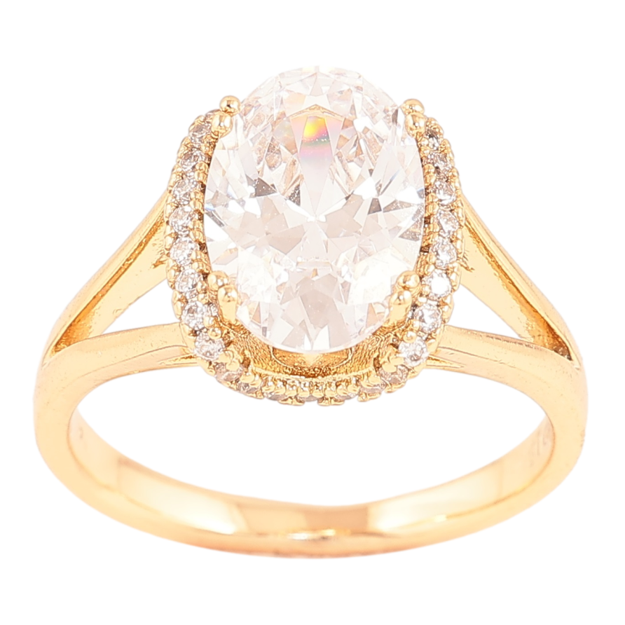 Каблучка Xuping Позолота 18K «Великий кристал в обрамленні дрібних» фото №1