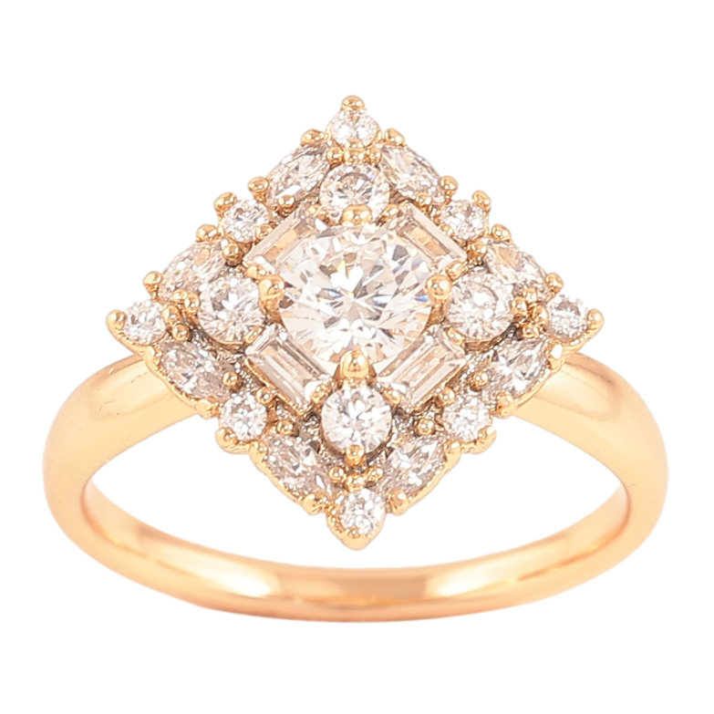 Каблучка Xuping Позолота 18K «Ромб з інкрустацією кристалами» фото №1