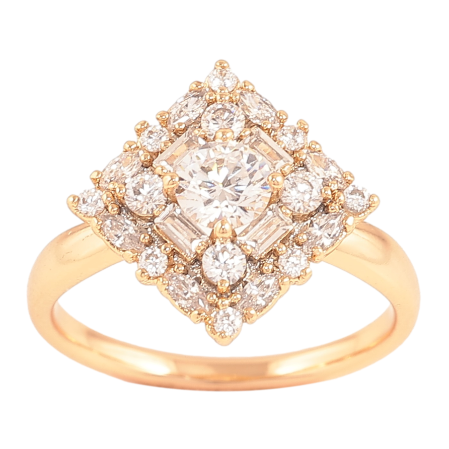 Каблучка Xuping Позолота 18K «Ромб з інкрустацією кристалами» фото №1