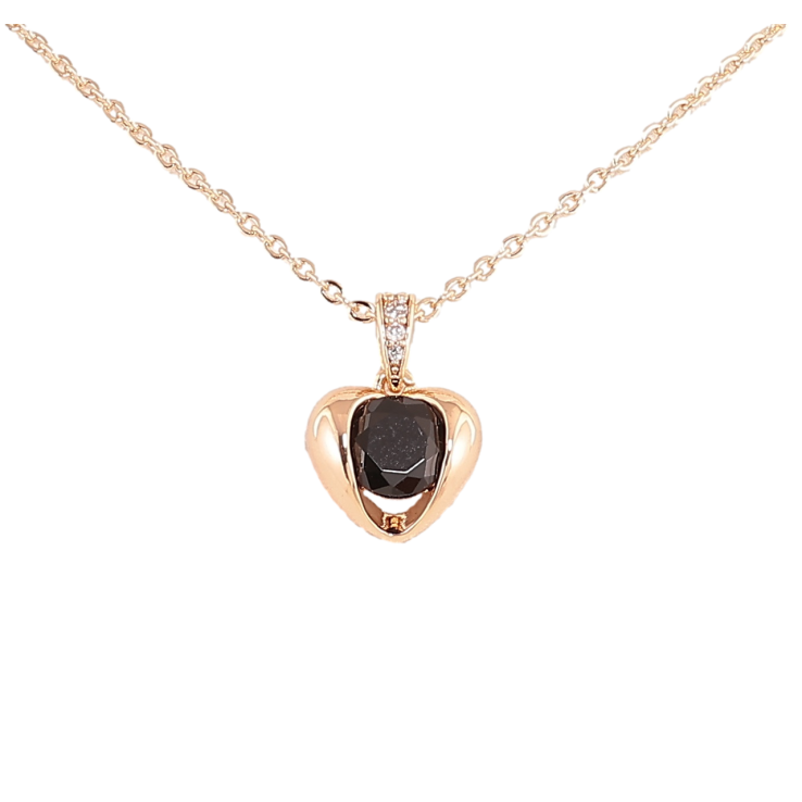 Підвіска на ланцюжку Xuping Позолота 18K «Сердечко з чорним кристалом» довжина 46,51см х 1.5мм фото №14