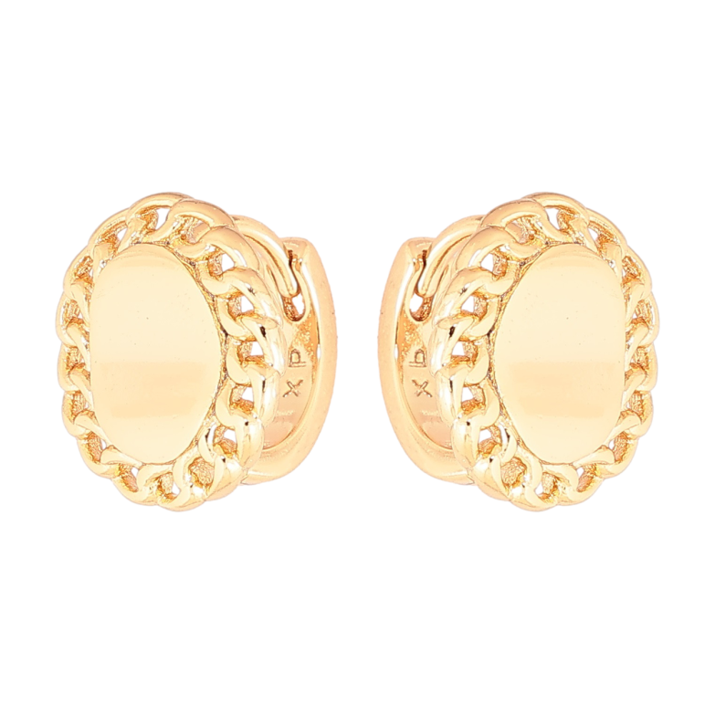 Серьги Xuping Позолота 18K колечки Овалы с узором цепочка фото №1