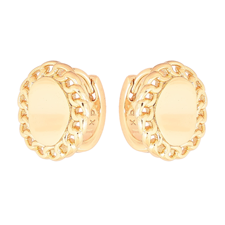 Сережки Xuping Позолота 18K колечка «Овали з візерунком ланцюжок» фото №1 Сережки Xuping Позолота 18K колечка «Овали з візерунком ланцюжок» фото №1