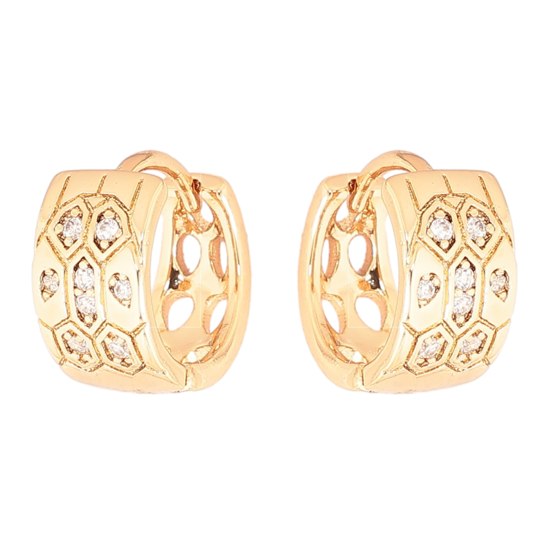 Сережки Xuping Позолота 18K колечка «Візерунок з кристалами» фото №1 Сережки Xuping Позолота 18K колечка «Візерунок з кристалами» фото №1