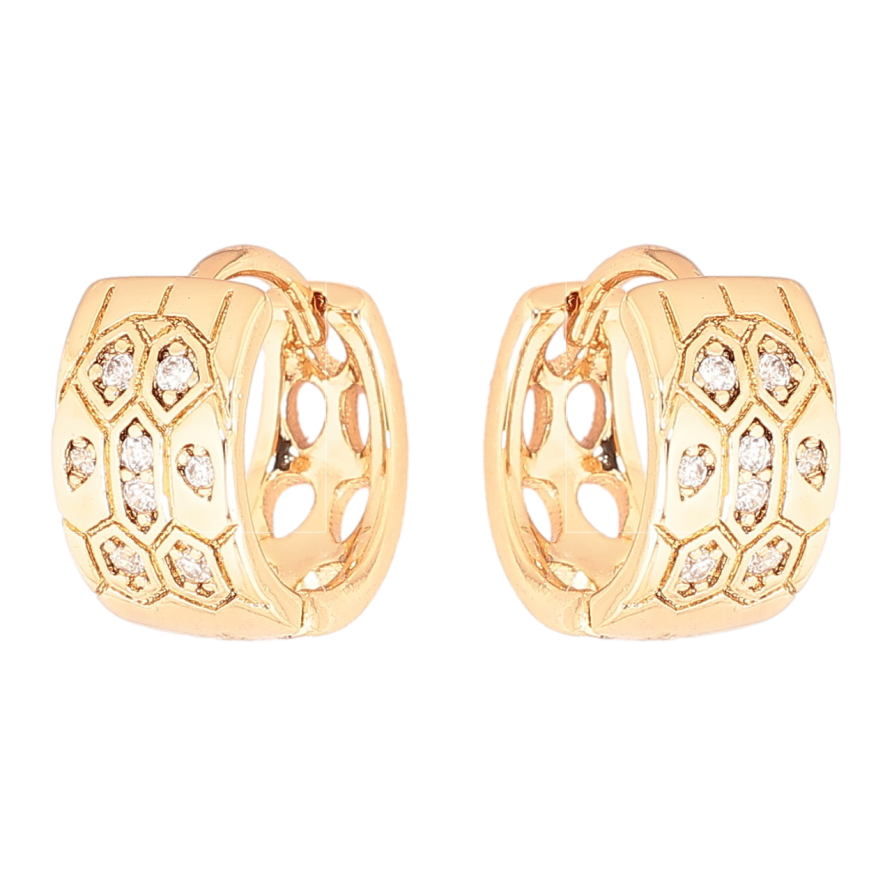 Серьги Xuping Позолота 18K колечки Узор с кристаллами фото №1 Серьги Xuping Позолота 18K колечки Узор с кристаллами фото №1