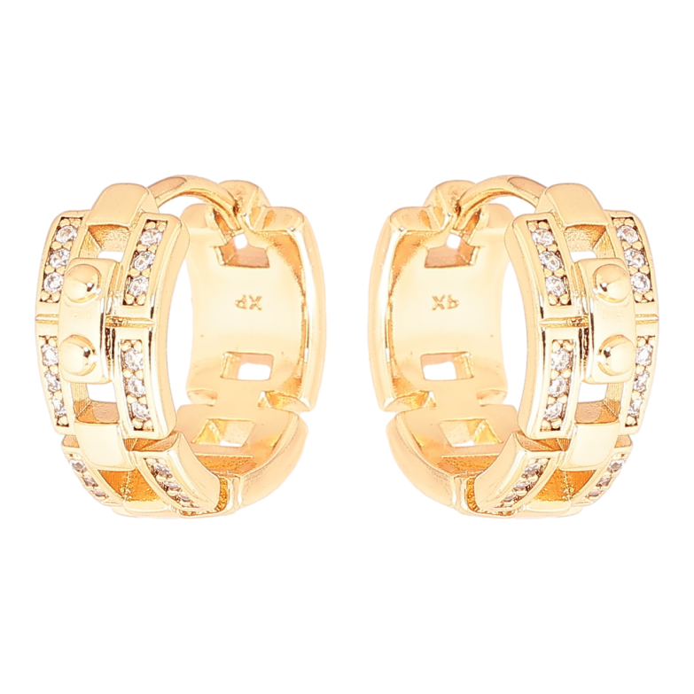 Серьги Xuping Позолота 18K колечки Узор с кристаллами фото №2 Серьги Xuping Позолота 18K колечки Узор с кристаллами фото №2