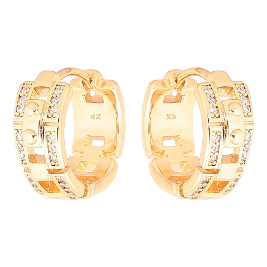 Серьги Xuping Позолота 18K колечки Узор с кристаллами фото №1 Серьги Xuping Позолота 18K колечки Узор с кристаллами фото №1