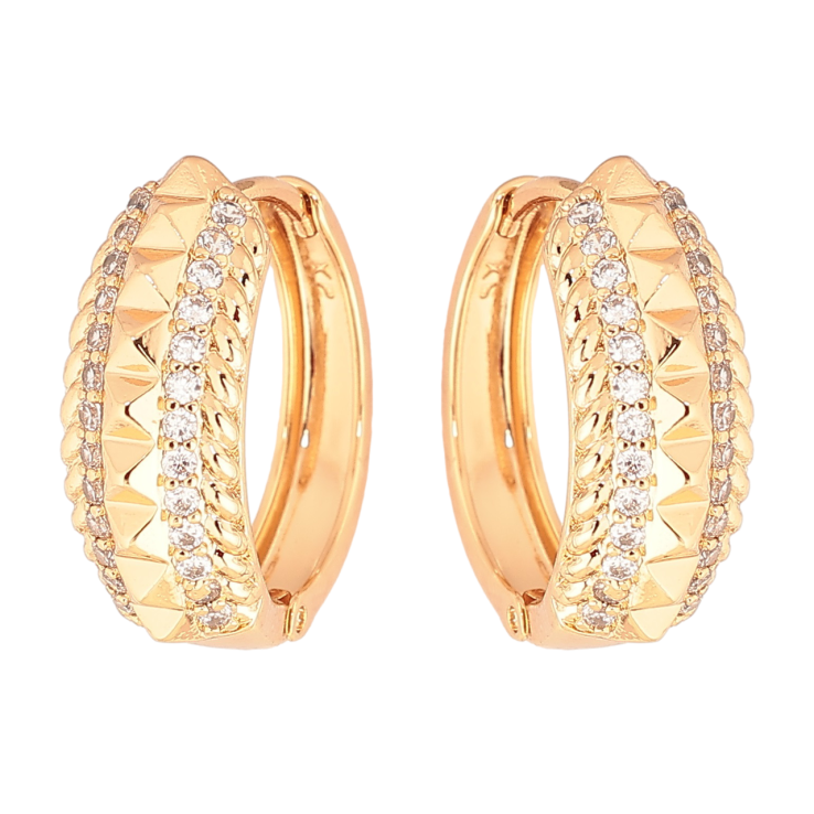 Серьги Xuping Позолота 18K колечки Декоративный узор с дорожками кристаллов фото №19 Серьги Xuping Позолота 18K колечки Декоративный узор с дорожками кристаллов фото №19