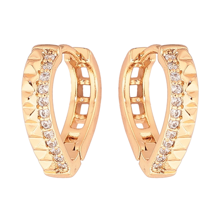 Серьги Xuping Позолота 18K колечки Декоративный узор с дорожками кристаллов фото №5 Серьги Xuping Позолота 18K колечки Декоративный узор с дорожками кристаллов фото №5