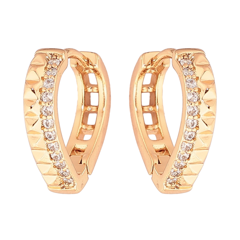 Сережки Xuping Позолота 18K колечка «Декоративний візерунок з доріжками кристалів» фото №1 Сережки Xuping Позолота 18K колечка «Декоративний візерунок з доріжками кристалів» фото №1