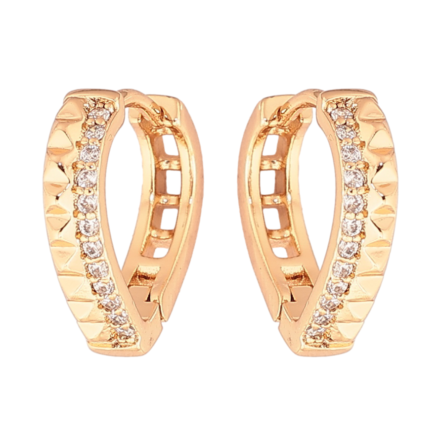 Серьги Xuping Позолота 18K колечки Декоративный узор с дорожками кристаллов фото №1 Серьги Xuping Позолота 18K колечки Декоративный узор с дорожками кристаллов фото №1