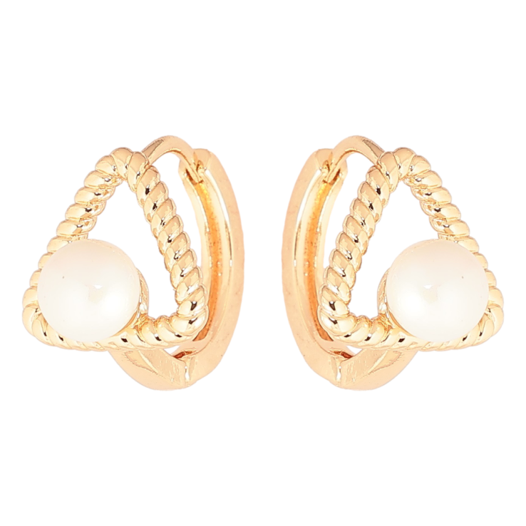 Серьги Xuping Позолота 18K колечки Треугольники с жемчужинами фото №17 Серьги Xuping Позолота 18K колечки Треугольники с жемчужинами фото №17