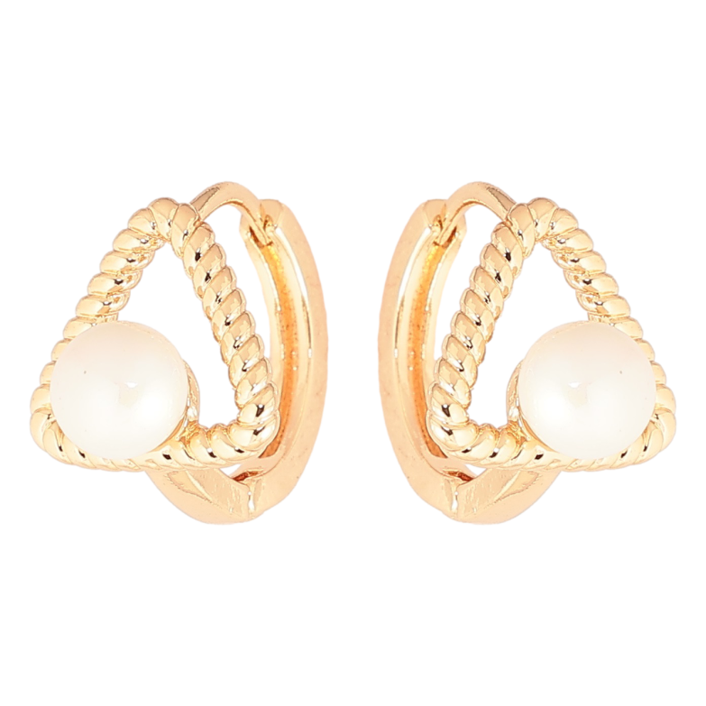 Сережки Xuping Позолота 18K колечка «Трикутники з перлинами» фото №1