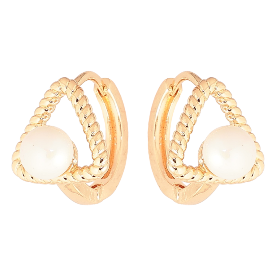 Сережки Xuping Позолота 18K колечка «Трикутники з перлинами» фото №1