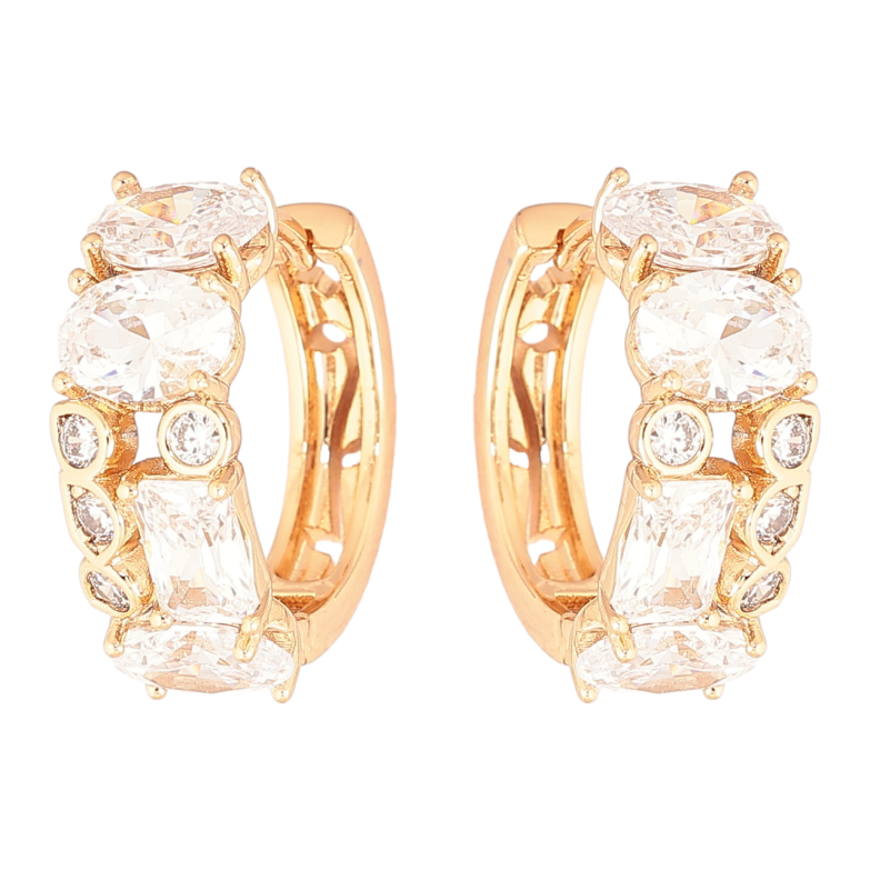 Сережки Xuping Позолота 18K колечка «Інкрустація кристалами» фото №2 Сережки Xuping Позолота 18K колечка «Інкрустація кристалами» фото №2