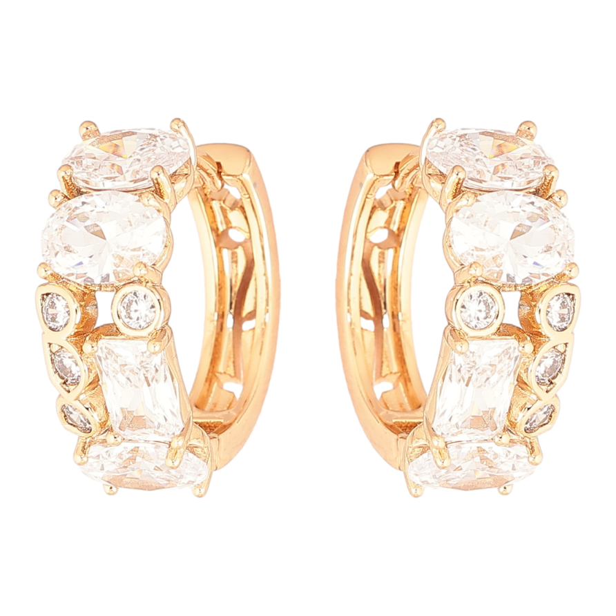 Серьги Xuping Позолота 18K колечки Инкрустация кристаллами фото №1