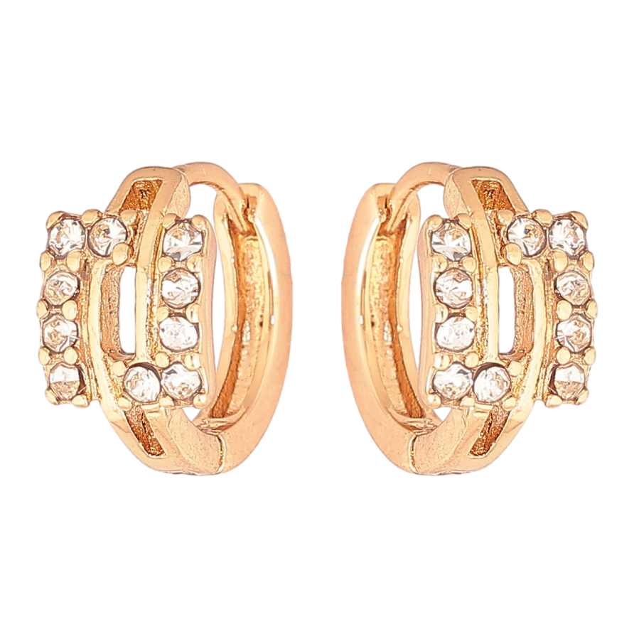 Серьги Xuping Позолота 18K колечки Квадраты с кристаллами фото №1