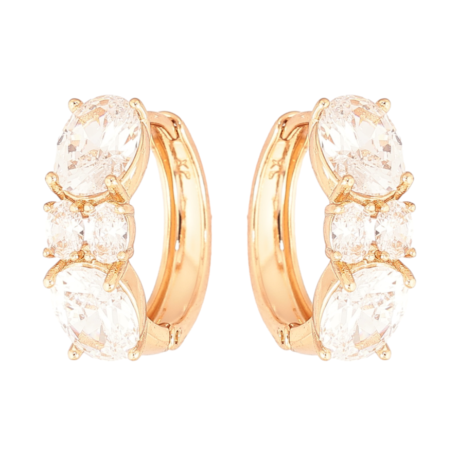 Серьги Xuping Позолота 18K колечки Инкрустация кристаллами фото №1