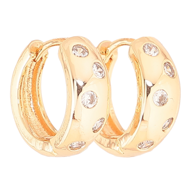 Сережки Xuping Позолота 18K колечка «Візерунок з вставками кристалів» фото №1 Сережки Xuping Позолота 18K колечка «Візерунок з вставками кристалів» фото №1