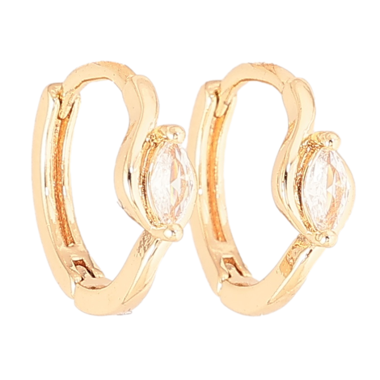 Серьги Xuping Позолота 18K колечки Вставка кристалл узор на одну сторону фото №1