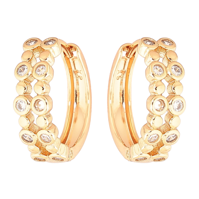 Сережки Xuping Позолота 18K колечка «Візерунок з кристалами» фото №1 Сережки Xuping Позолота 18K колечка «Візерунок з кристалами» фото №1