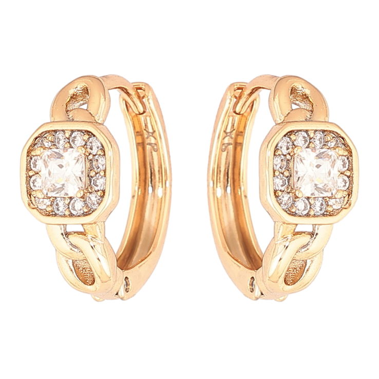 Серьги Xuping Позолота 18K колечки Узор с кристаллами фото №25