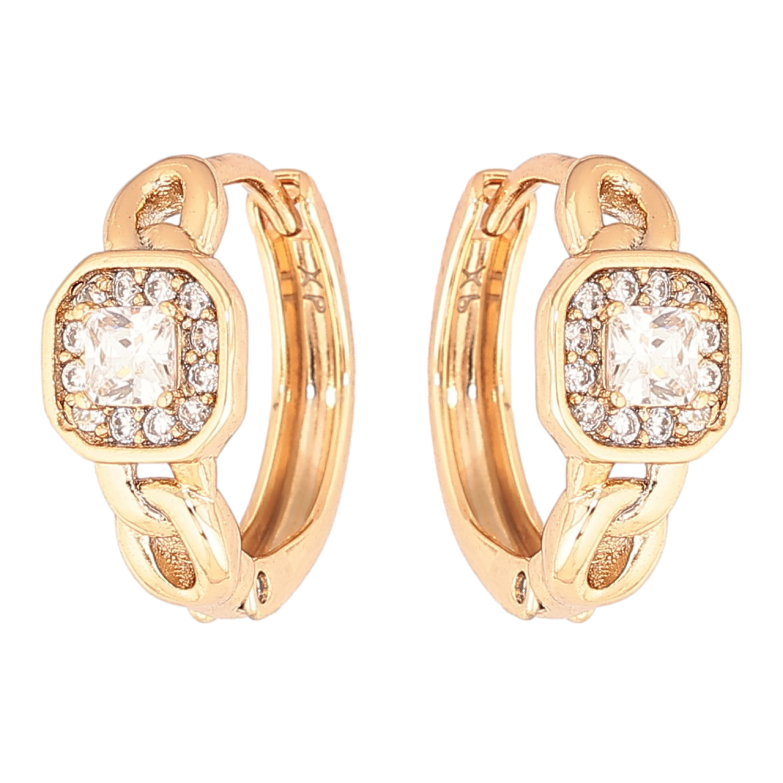 Серьги Xuping Позолота 18K колечки Узор с кристаллами фото №1 Серьги Xuping Позолота 18K колечки Узор с кристаллами фото №1