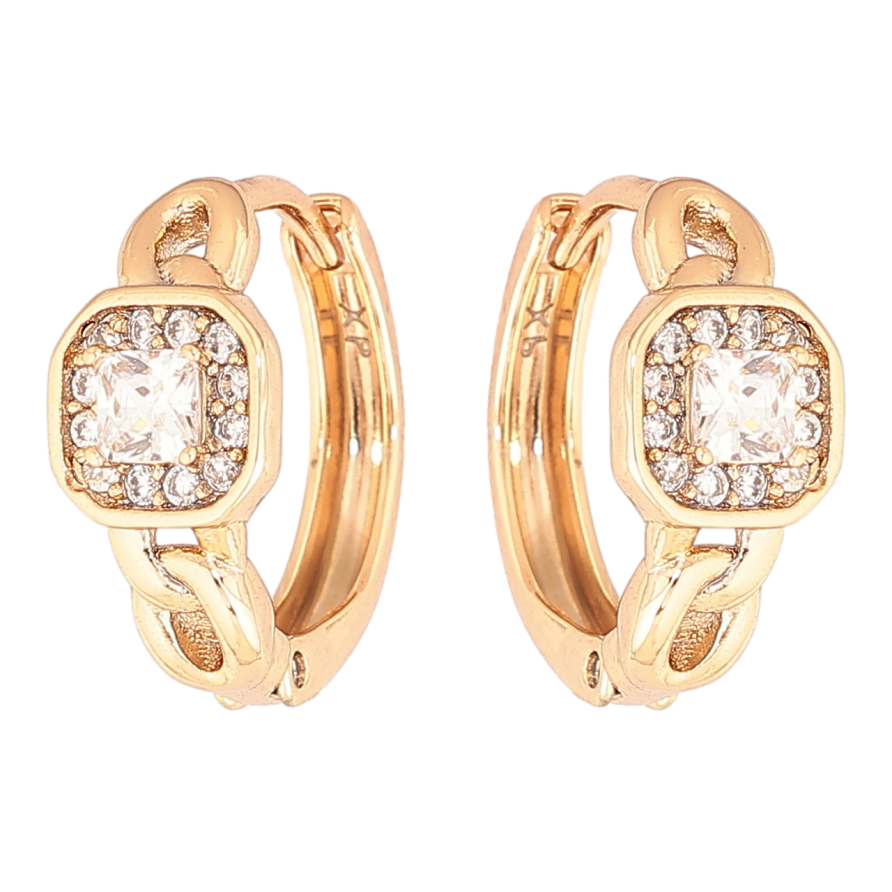 Серьги Xuping Позолота 18K колечки Узор с кристаллами фото №1 Серьги Xuping Позолота 18K колечки Узор с кристаллами фото №1