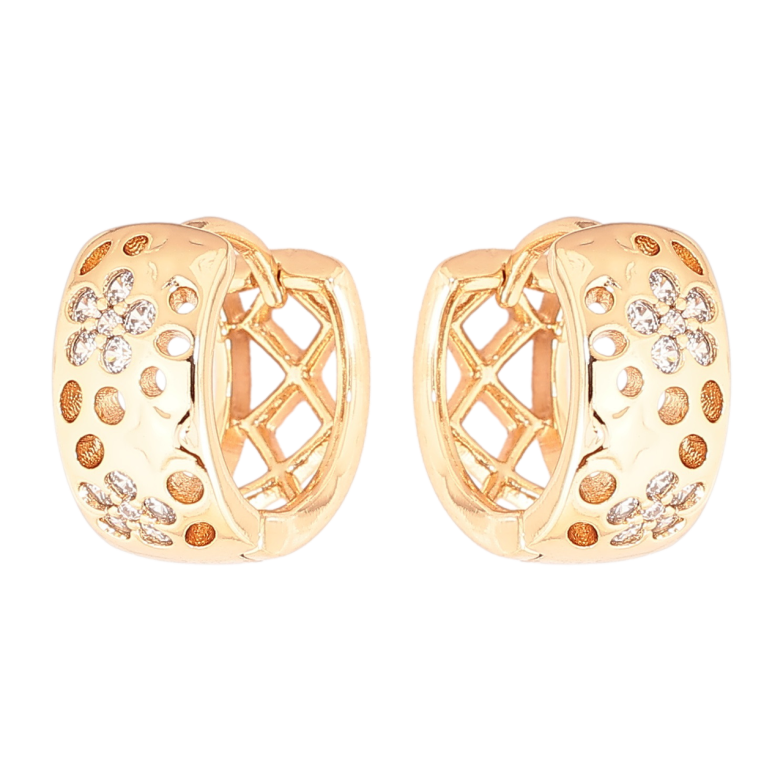 Серьги Xuping Позолота 18K колечки Узор с кристаллами фото №1 Серьги Xuping Позолота 18K колечки Узор с кристаллами фото №1