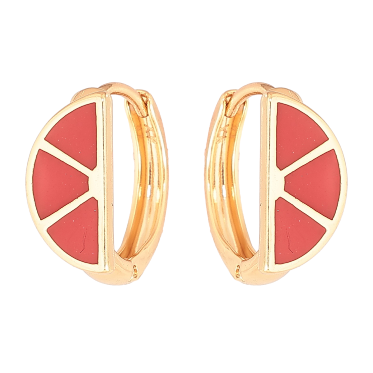 Серьги Xuping Позолота 18K колечки Узор с красной эмалью фото №4