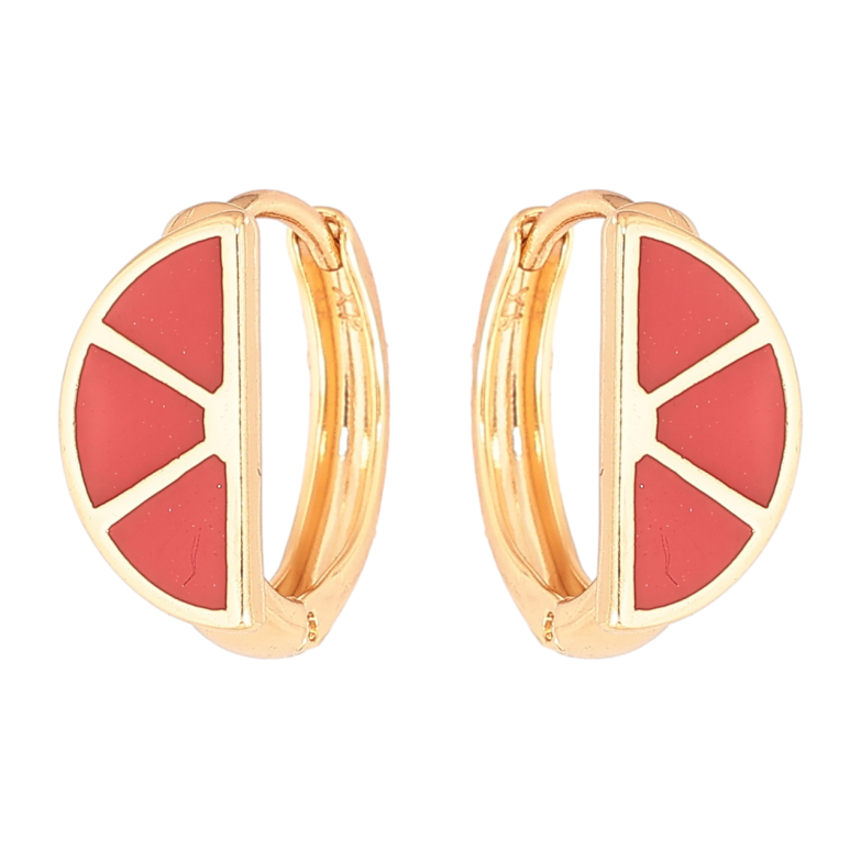 Серьги Xuping Позолота 18K колечки Узор с красной эмалью фото №1