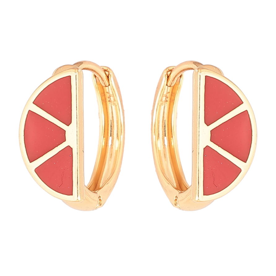 Серьги Xuping Позолота 18K колечки Узор с красной эмалью фото №1