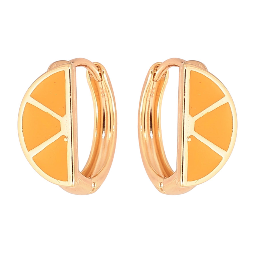 Серьги Xuping Позолота 18K колечки Узор с желтой эмалью фото №1 Серьги Xuping Позолота 18K колечки Узор с желтой эмалью фото №1