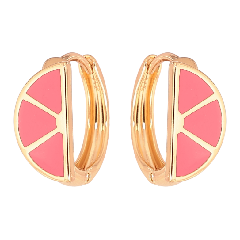 Сережки Xuping Позолота 18K колечка «Візерунок з рожевою емаллю» фото №3 Сережки Xuping Позолота 18K колечка «Візерунок з рожевою емаллю» фото №3